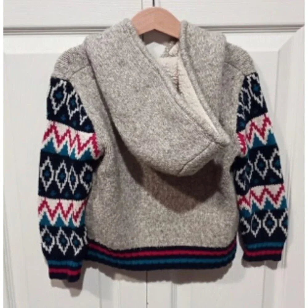 Cat & Jack Toddler 5T Blue Fair Isle Geometric Zip Hoodie Boys Sweater Jacket